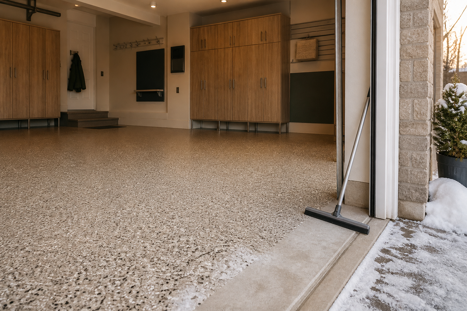 Technician checking a concrete floor with a moisture meter