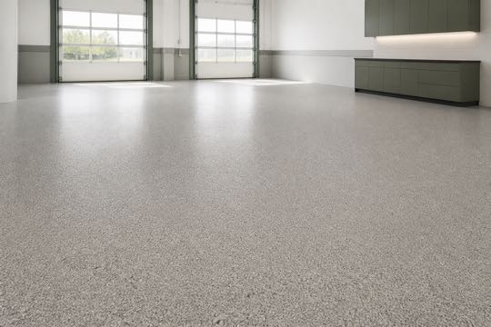 Quartz broadcast floor for a commercial space