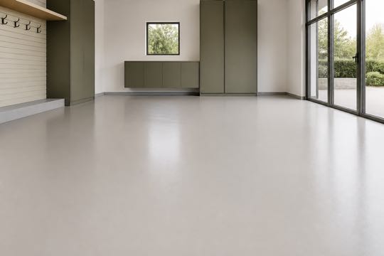 Clean seamless solid-colour floor in a finished interior space