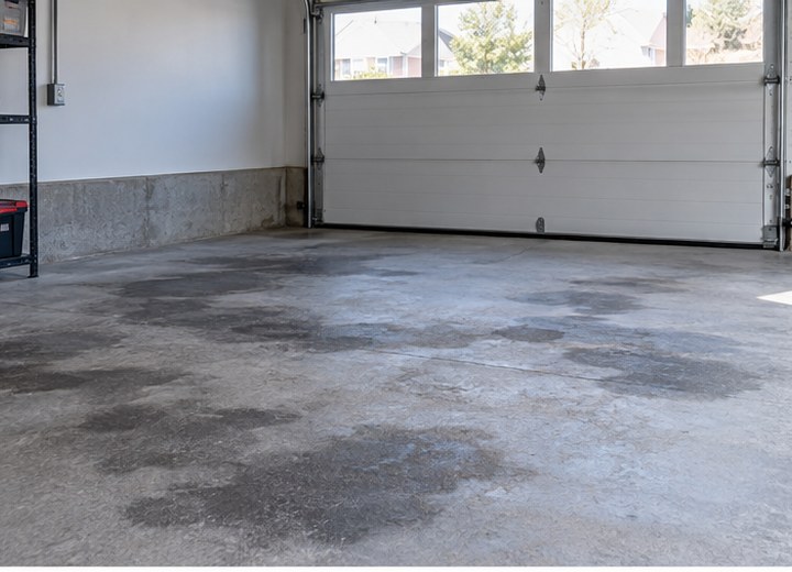 Recurring dark patches — visual example for Why concrete moisture changes the recommendation