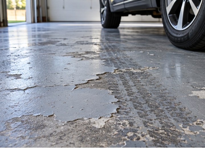 Check adhesion — visual example for Can a new floor coating go over old paint or epoxy?