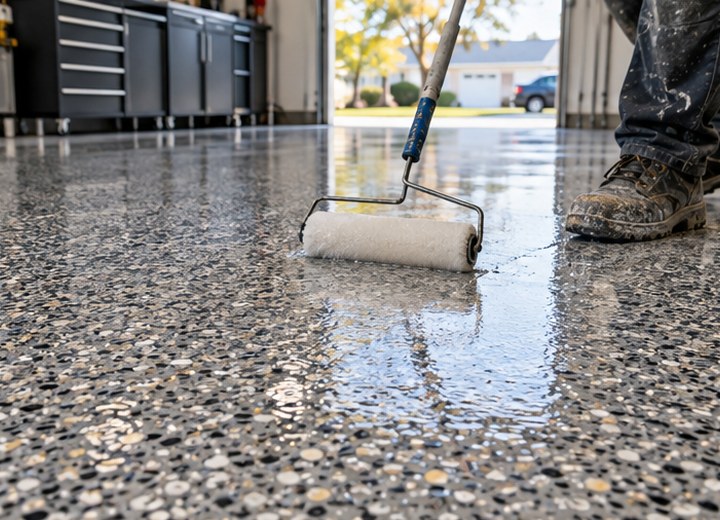Protective wear layer — visual example for Epoxy vs. polyaspartic—without the sales pitch
