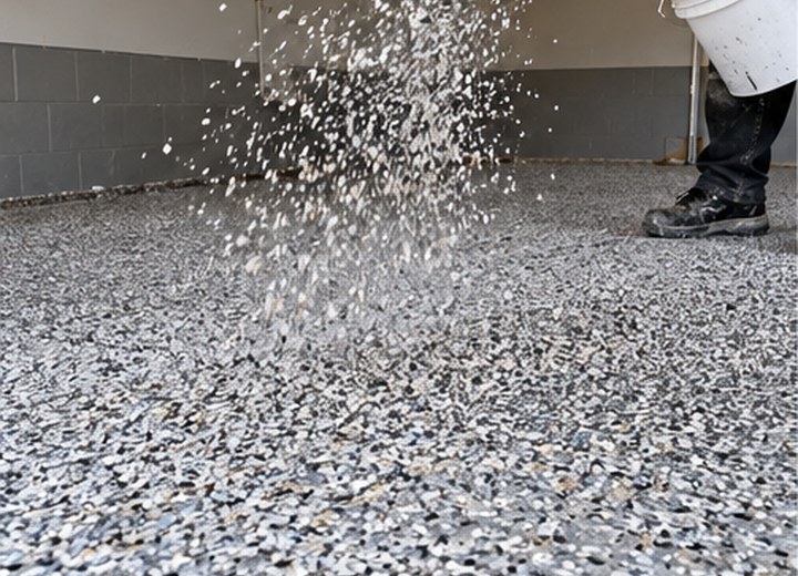 Full flake — visual example for What is a full-broadcast flake floor?