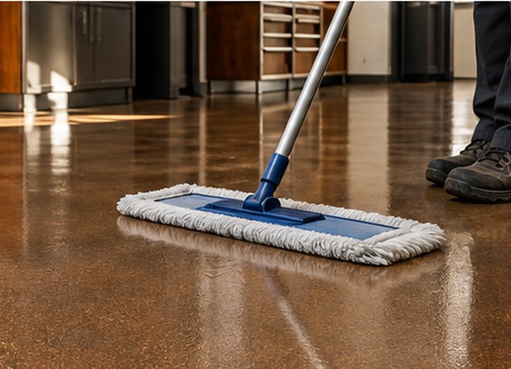 Cleaning and recoating — visual example for How long does an epoxy floor last?