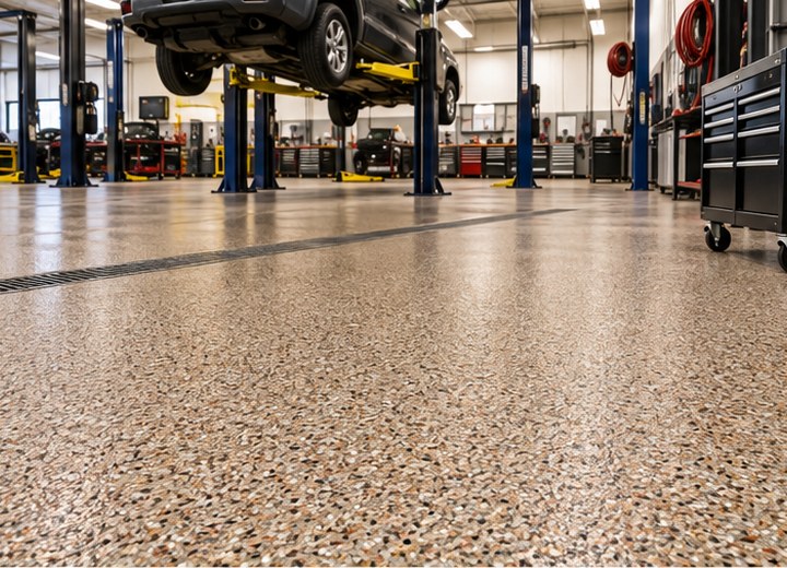 Hard-use direction — visual example for Quartz broadcast floors: the practical decorative option