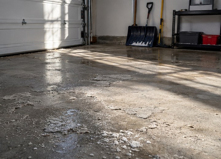 Temperature changes add stress — visual example for Salt, slush and freeze-thaw: what matters in an Ontario garage