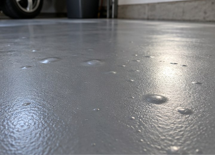 Air or vapour symptoms — visual example for Why epoxy floors peel, bubble or fail